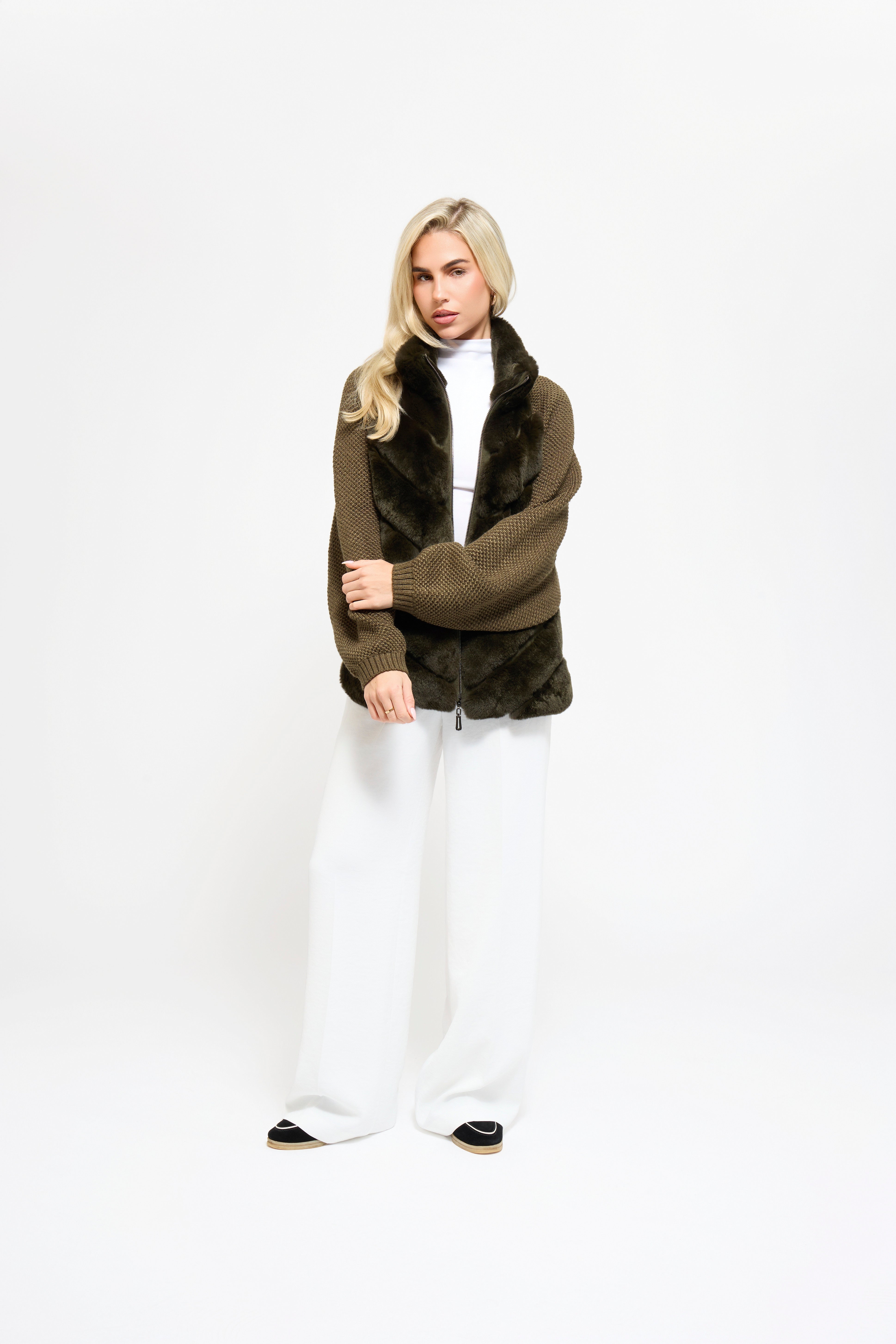 Vera faux fur knit jacket, back view