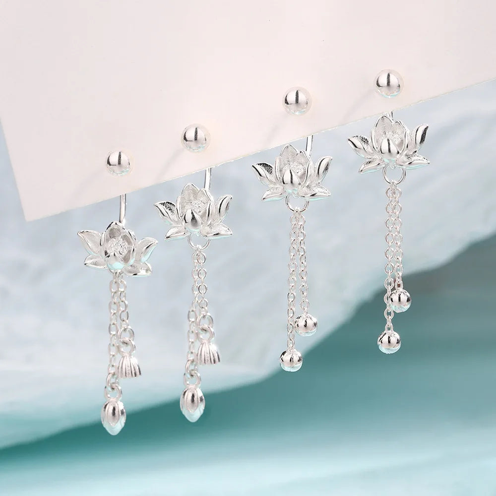 Drop chain detail on the Zen Lotus earrings