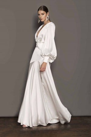 Seraphina Satin Belted Slit Maxi Dress