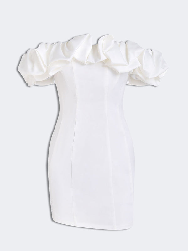 Vivienne Satin Ruffle Strapless Mini Dress
