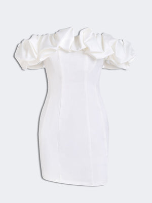 Vivienne Satin Ruffle Strapless Mini Dress