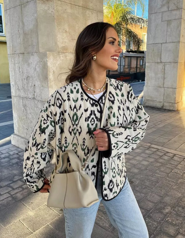 Aria Geometric Quilted Lightweight Jacket