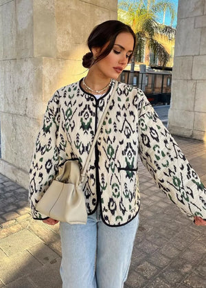 Aria Geometric Quilted Lightweight Jacket